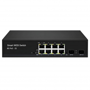 8 1000M PORTS + 2 Optical Ports, SFP ，Managed, PoE 30W (802.3at)